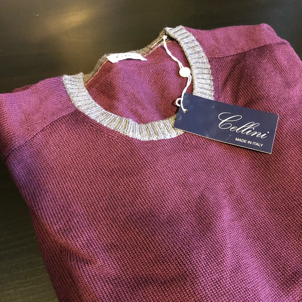 Cellini Italian Wool Plum Sweater 56